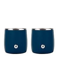 SNOWFOX Premium Vacuum Insulated Stainless Steel Whiskey Rocks Glass - Set of 2 - Old Fashioned, Whiskey, Lowball Glasses - Elegant Home Bartending - Beverages & Cocktails Stay Cold, Navy