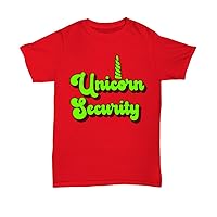 Unicorn Security Neon Green Vintage Retro 70s 80s 90s Women Men Plus Size Graphic Novelty T-Shirt Red