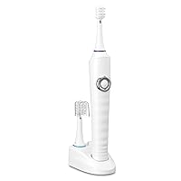 Conair Oscill8 Rechargeable Power Toothbrush for Adults and Children, White, 2-Minute Auto-Off Timer, 2 Bristle Heads, 270-Degree Angle, 2-In-1 Design, Battery Powered