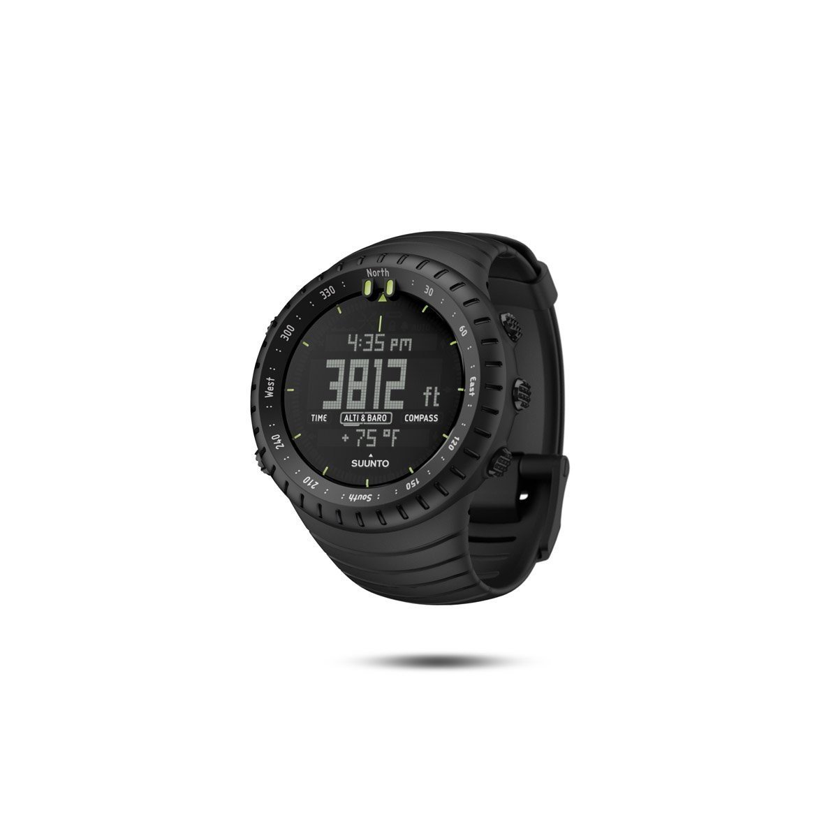 Suunto Core All Black Digital Display Quartz Watch, Black Elastomer Band, Round 49.1mm Case