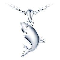 MICMIF 925 Sterling Silver Shark Necklace for Girls Women Shark Pendant Necklace Silver Necklaces Jewellery Gifts for Daughter Teenage Girls