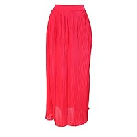 Women;'s Pleated Silk Skirt Side Slit Red/pink
