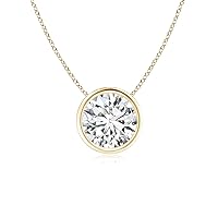 10K Solid Yellow Gold Handmade Engagement Pendant 2 CT Round Cut Moissanite Diamond Solitaire Wedding/Bridal Pendant for Women/Her Propose Pendant