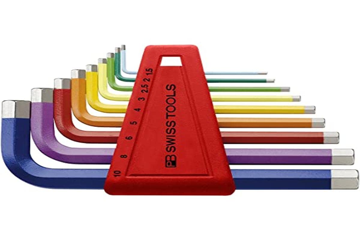 PB Swiss Tools Rainbow color-coded Hex Key Set, sizes 1.5-10mm