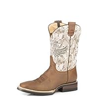 ROPER Mens Tan/White Leather Out of Sight Cowboy Boots
