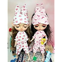 1 Set Cute Rabbit Ear Pajamas Night Clothes for 1/6 Blyth ICY Doll 30 cm Doll
