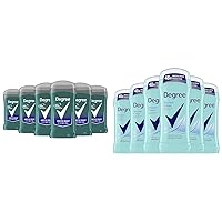 Degree Men Original Aluminum Free Deodorant for Men, 48-Hour Odor Protection, Arctic Edge 3 Ounce (Pack of 6) & Advanced Antiperspirant Deodorant Shower Clean, 48-Hour Sweat & Odor Protection