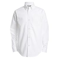 IZOD Boys' Long Sleeve Solid Button-Down Collared Oxford Shirt with Chest Pocket