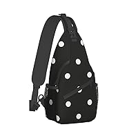 Black And White Polka Dot Print Trendy Casual Daypack Versatile Crossbody Backpack Shoulder Bag Fashionable Chest Bag