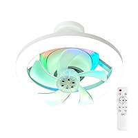 Bedroom Ceiling Fan, Ceiling Fans with Lights and Remote, 10 Inch Modern Ceiling Fan with Lights & Remote Control, Dimmable Ceiling Fan Lamp Silent Fandelier for Living Room