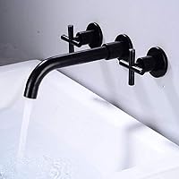 Faucets, Modern Bathroom Taps European Style Bathtub Cold Heat Faucet Double Handle Siamese Tap, Kitchen Sink Wash Basi/Black