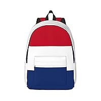 Dutch Flag Print Canvas Laptop Backpack Outdoor Casual Travel Bag Daypack Book Bag For Men Women