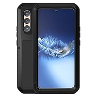 LOVE MEI Galaxy S22 Plus Case, Outdoor Sports Waterproof Military Heavy Duty Shockproof Dust/Dirt Proof Hybrid Aluminum Metal+Silicone+Tempered Glass Case Hard Cover for Samsung Galaxy S22+ (Black)