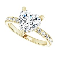 18K Solid Yellow Gold Handmade Engagement Ring 2.0 CT Heart Cut Moissanite Diamond Solitaire Wedding/Bridal Ring Set for Womens/Her Propose Ring