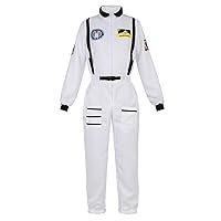 Haorugut Women Astronaut Costume Adult Space Costume Plus Size Flight Suit Astronaut Jumpsuit Fancy Dress Up Costumes