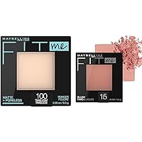 Fit Me Matte + Poreless Pressed Face Powder Makeup & Setting Powder, Translucent, 1 Count & Fit Me Blush, Lightweight, Smooth, Long-lasting All-Day Face Enhancing Makeup