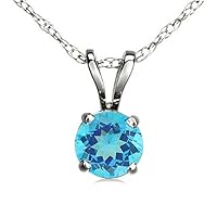 Dazzlingrock Collection 6 mm Round Cut Ladies Solitaire Pendant (Silver Chain Included), Sterling Silver