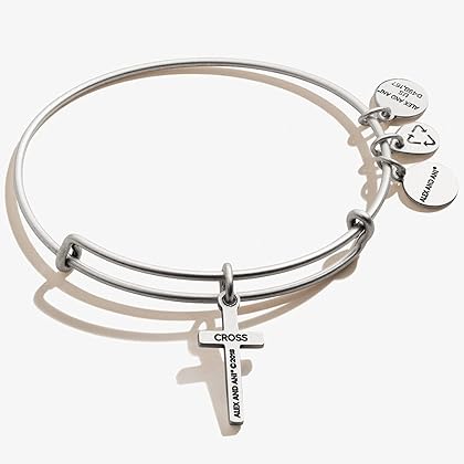 Alex and Ani Divine Guides Women's Cross Jewelry Set, Matching Necklace and Bangle, Rafaelian Finish