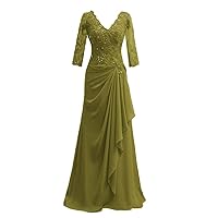 Mother of The Bride Dresses for Wedding Guest Dresses Long Evening Formal Dress Ruffle Lace Appliques Beaded RO29