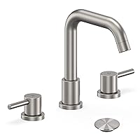 Brushed Nickel Bathroom Faucet 3 Hole,8 Inch Bathroom Faucet with Metal Pop-up Drain Assembly, Two Handle Vanity Faucet with cUPC Supply Lines, 8