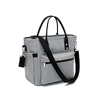 Insulated Adult Lunch Bag For Women Thermal Food Storage Tote Bags Water Resistant Ice Cooler with Long Shoulder Strap Large Lunch Boxes For Men Picnic Working Outing (Grey)