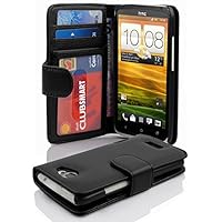 Book Case Compatible with HTC ONE X/X+ in Midnight Black - with Magnetic Closure and 3 Card Slots - Wallet Etui Cover Pouch PU Leather Flip