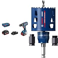 Bosch Professional 18V System GSB 18V-28 Cordless Combi Drill (incl. 2 Batteries, Charger, L-BOXX) + 1x Expert Tough Material Hole Saw Starter Kits (for Wood with Metal, Ø 68 mm, Accessories)