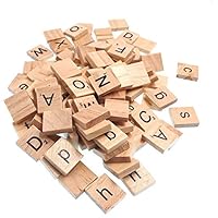 Raylinedo 200X Wooden Alphabet Scrabble Tiles Letter Alphabet Scrabbles Number Crafts English Words Uppercase and Lowercase Mixed