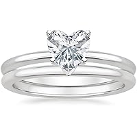 Moissanite Star Moissanite Ring Heart 1 CT, Moissanite Engagement Ring, Moissanite Bridal Ring Set, Colorless Moissanite Eternity Sterling Silver Rings, Promise Gift for Wife
