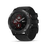 Garmin fenix 5X Plus, Ultimate Multisport GPS Smartwatch, Features Color Topo Maps and Pulse Ox, Heart Rate Monitoring, Music and Contactless Payment, Black with Black Band