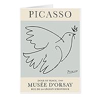 Arsharenkay All Occasion Assortment Pablo Pcasso Line Art Greeting Cards / Set of 8 / Size 105 x 145 mm / 4 x 5.5 inches No2 (Pablo Picasso Dove of Peace 1949 Line Art Museum Exhibition Vintage Single Line Minimalist Signed (4))