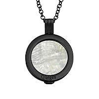 Quiges 70cm Necklace Stainless Steel Set with Pendant and 25mm Small Iridescent Shell Coin
