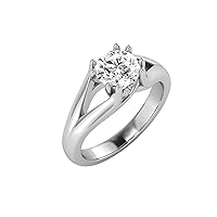 GEMHUB Lab Created G VS1 Diamond 14k White Gold 1. CT Round Cut Solitaire Couples Promise Ring Size 4 5 5