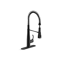 KOHLER 22033-BL Simplice Semi Professional Kitchen Sink Faucet, Pre-Rinse Kitchen Faucet, Commercial Faucet, Matte Black