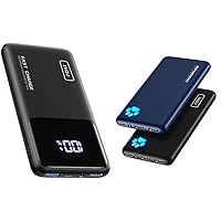 INIU Portable Charger, 22.5W 10500mAh Slim USB C Power Bank Fast Charging PD3.0 QC4.0 & [2 Pack] Portable Charger, Slimmest & Lightest Triple 3A USB C High-Speed 10000mAh Power Bank,