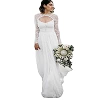 Women's Lace Long Sleeves Bridal Gown A Line Bobo Wedding Dresses Vitange