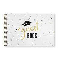 Hardcover Black Faux Gold Graduation Guestbook / 120 Lined Guest Signature Pages Inside / 5.5