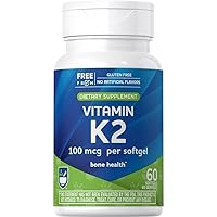 Vitamin K2 Softgels 100mcg, 60 ct, Supports Healthy Bones and Circulatory System