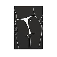 Pop Art, Black And White Sexy Female Couple Canvas Painting Abstract Sex Picture Body Art Posters And Prints Home Decor1 Canvas Painting Wall Art Poster for Bedroom Living Room Decor 12x18inch(30x45cm