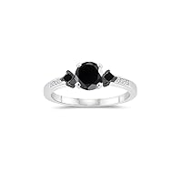 1.46-1.85 Cts Black & White Diamond Engagement Ring in 14K White Gold