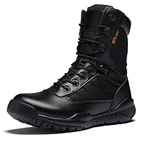 Men Work Safety Military Boots, Mid-Calf Warm Winter Outdoor Shoes, Solid Anti-Slip Casual Sneakers Army Boot