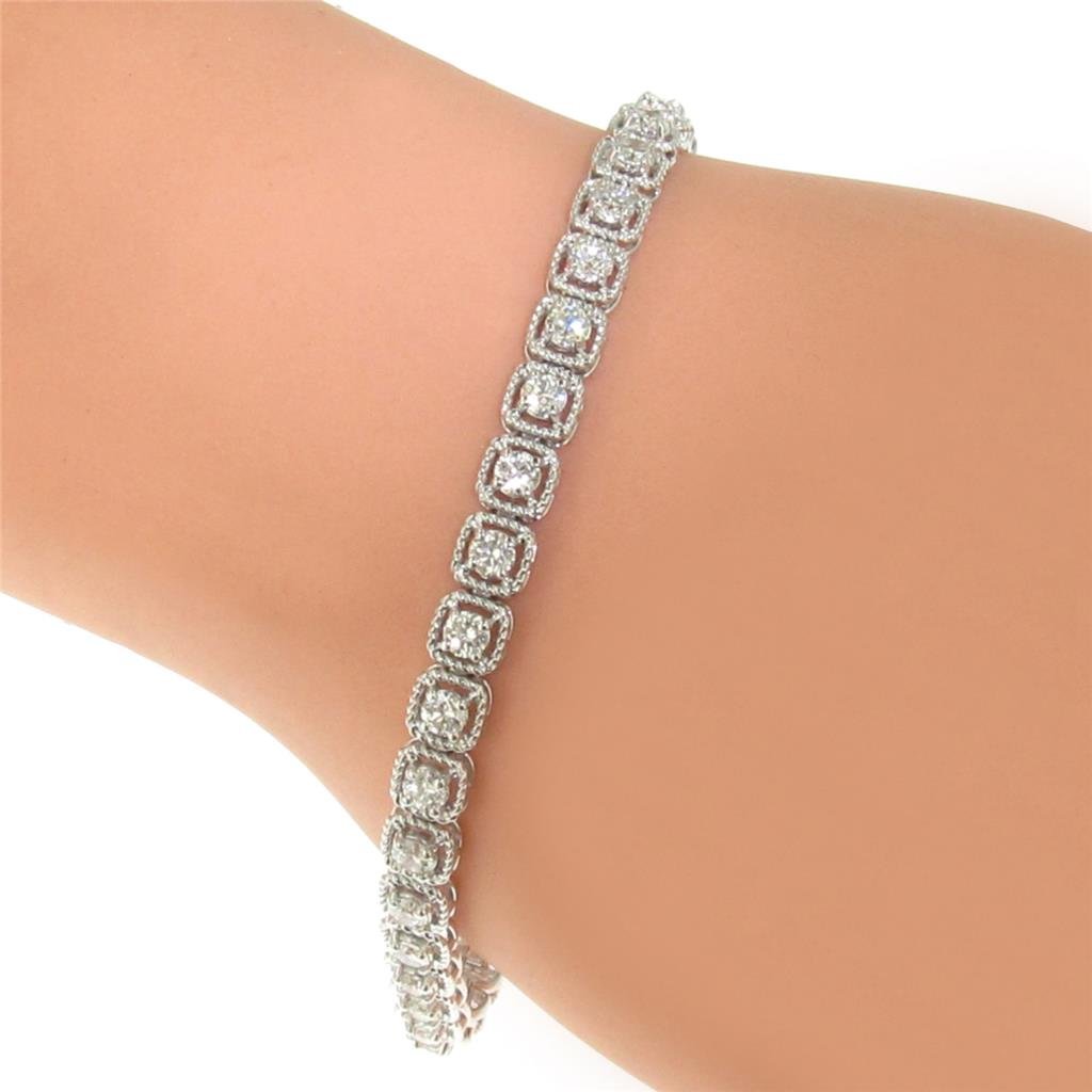 VIP Jewelry Art White Gold Womens Halo Diamond Tennis Bracelet 3 CT TW (G-H Color, SI Clarity)