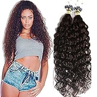 Deep Curly Micro Loop Ring Human Hair Extension Pre Bonded Brazilian Remy Beads Links For Women 100strands 100g (24inch 100strands, #4(Dark Brown))