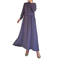 Prayer Clothes for Muslim Women Women's Muslim Long Sleeve Dress Vintage Pullover Abaya Prayer Clothes Sundress