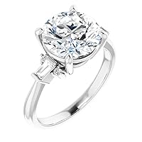 Moissanite Engagement and Wedding Ring Set, 4ct Colorless Stones, Round Cut, Sterling Silver Bands