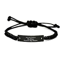 Vice President By Day, Gamer By Night. Vice President Black Rope Bracelet. The Best Gifts for Vice President. Friends Gift