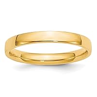 Jewels By Lux Solid 10k Yellow Gold 3mm Lightweight Comfort Fit Wedding Ring Band Available in Sizes 5 to 7 (Band Width: 3 mm)