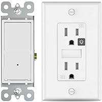 Illuminated Sigle Pole Light Switch and Night Light TR Wall Outlet（4+4）