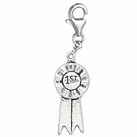 1st Place Ribbon Clip on Charm Pendant for European Jewelry with Lobster Clasp