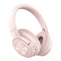 Pink Headphones Wireless Bluetooth Headphone Over Ear 65 Hours Playtime Foldable Deep Bass HiFi Stereo Wireless On Ear Headsets with Microphone Lightweight Soft Earmuff, for Phone,TV,Travel Pink
